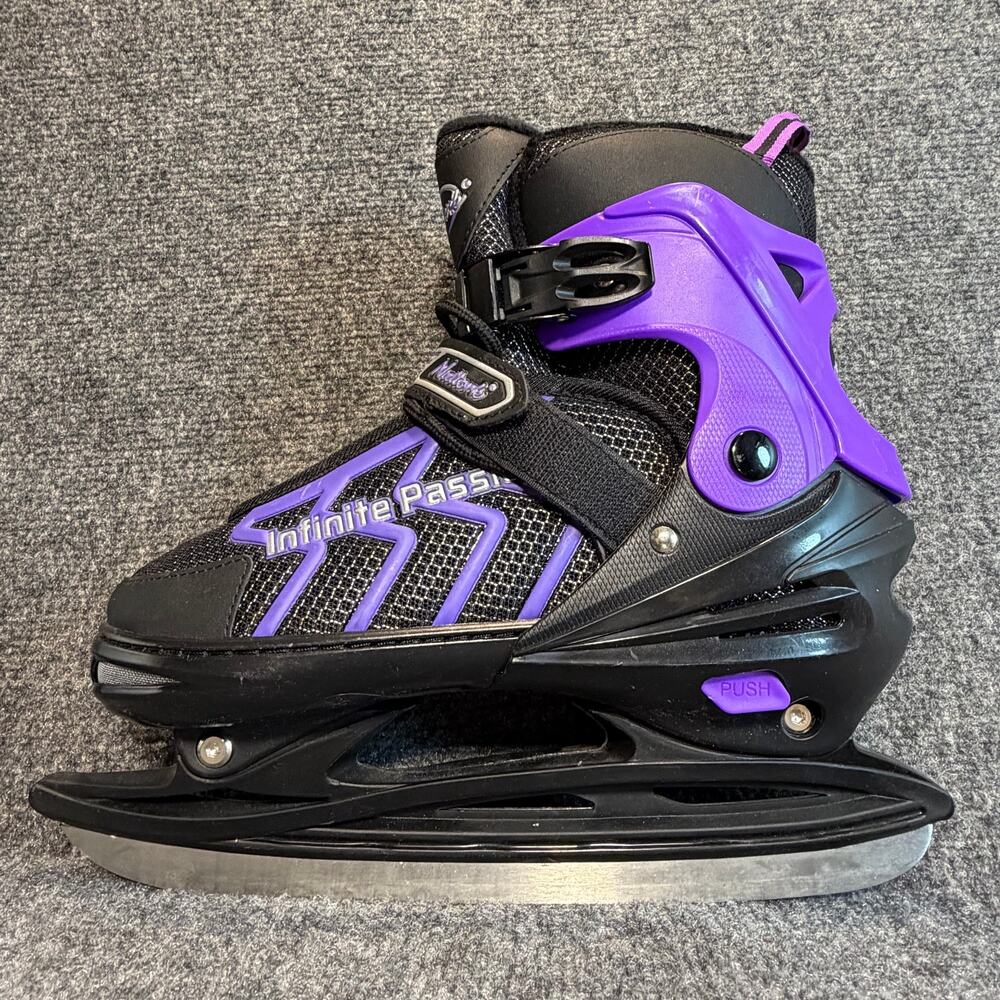 Nattork Infinite Passion Black Purple Adjustable Ice Skates Women XL 10.5 to 13